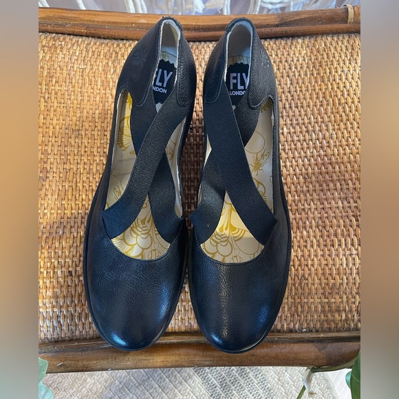 Fly London Black Wedge Shoes with Elastic Straps US size 10 Europe size 42 US 10 - Picture 9 of 16